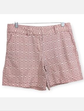 LOFT 6" Pink Geometric Pattern Linen Blend Shorts - Size 6 Womens